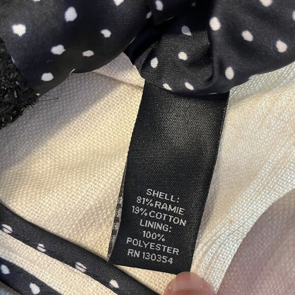 Kinder Aggugini for Macy's Cream Linen Military Black Trim Ribbon Cuff Blazer XS - Picture 9 of 12